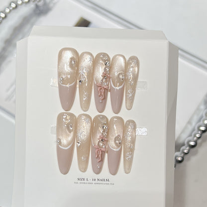 Decorative Stiletto Press-On Nail Set with Artistic Accents Acalora