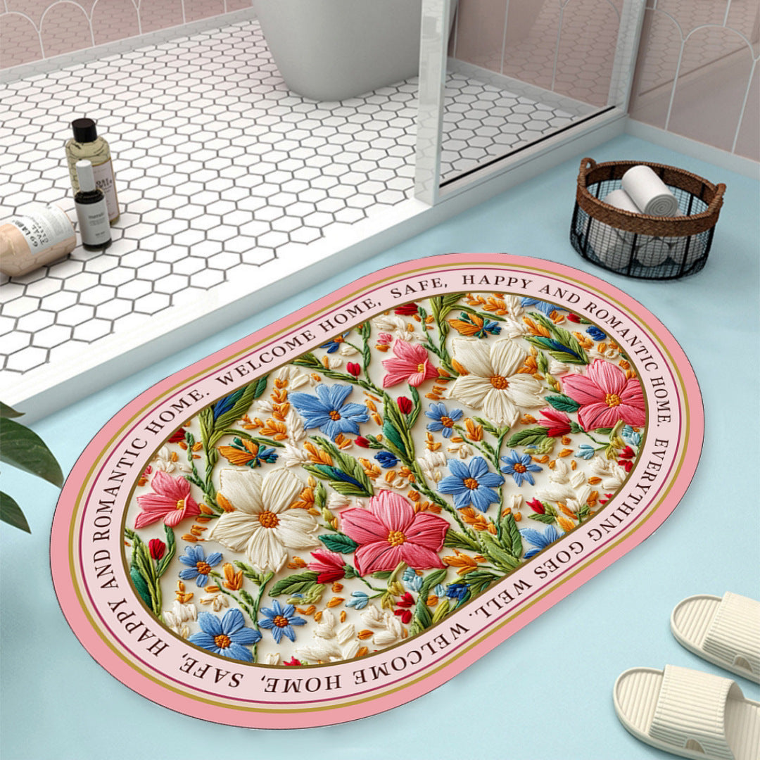 Floral Design Bath Mat