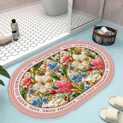 Floral Design Bath Mat