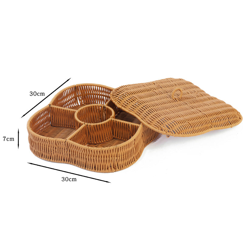 Multi-Compartment Woven Storage Basket Acalora