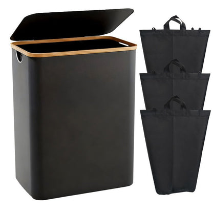Laundry separation system with bamboo lid and multiple compartments Acalora