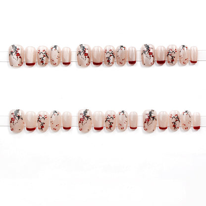 Elegant Floral Artistic Press-On Nails Acalora