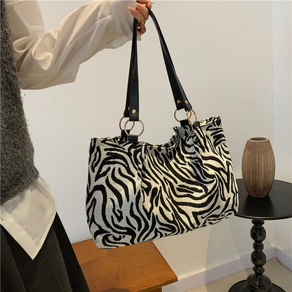 Stylish Zebra Print Canvas Tote Bag Acalora