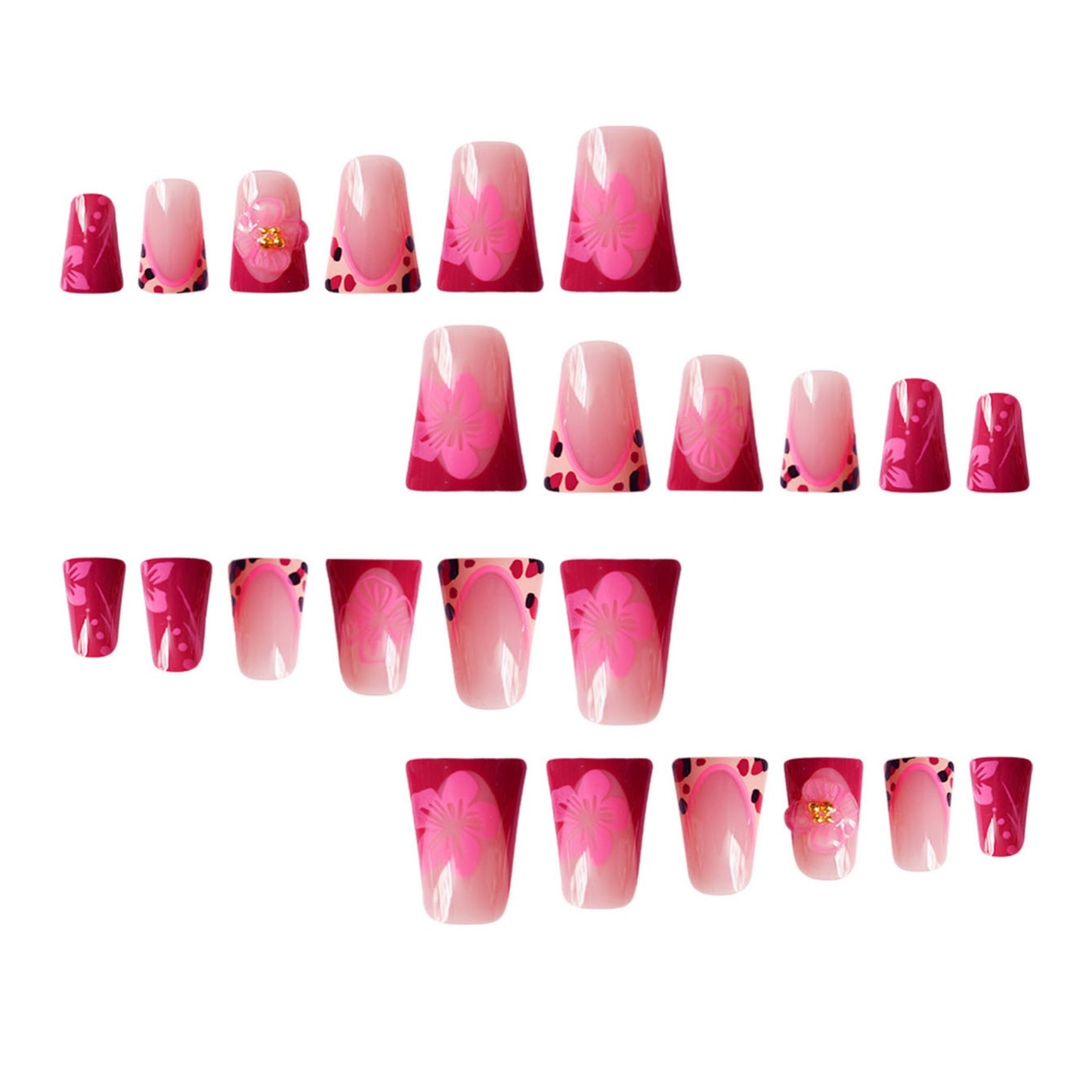 Floral Cat-Ear Design Press-On Nails Acalora