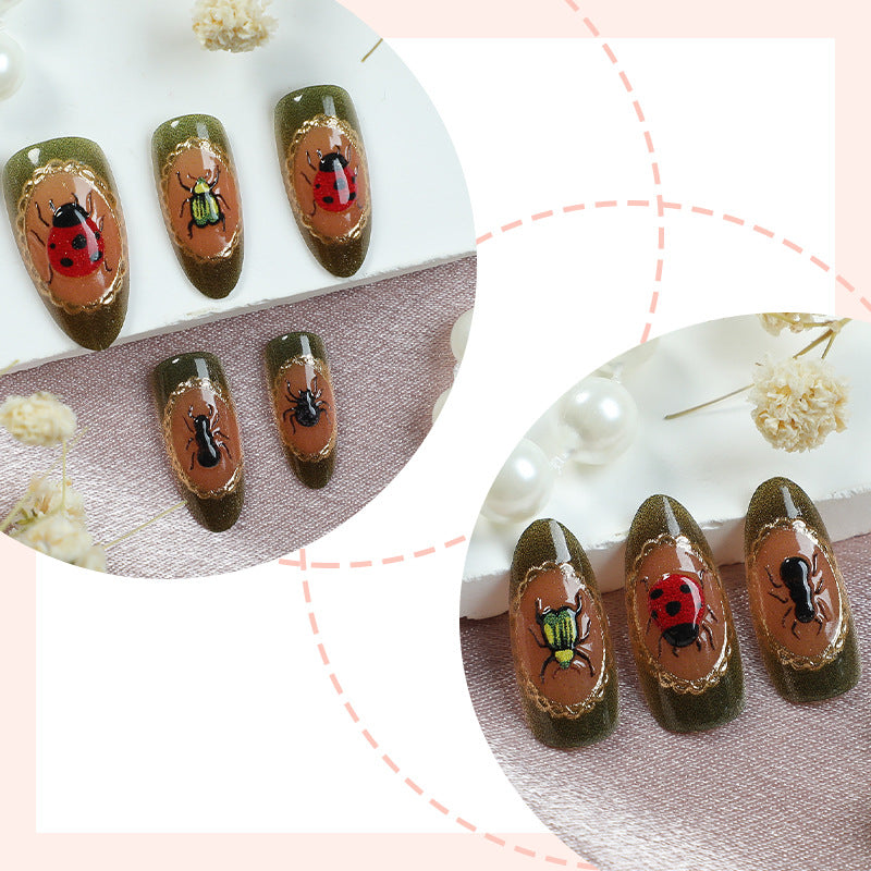 Artistic Insect-Themed Press-On Nail Set Acalora
