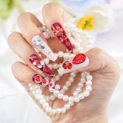Glamorous Crystal-Enhanced Press-On Nail Set Acalora