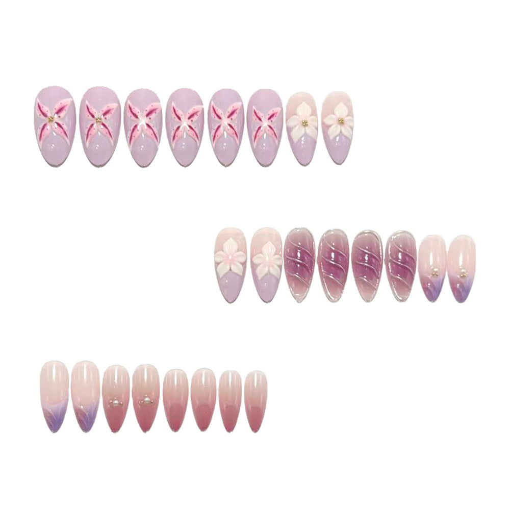 Artificial nails in elegant stiletto design with floral accent Acalora