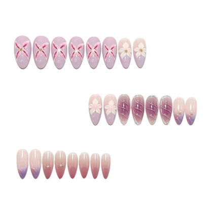 Artificial nails in elegant stiletto design with floral accent Acalora