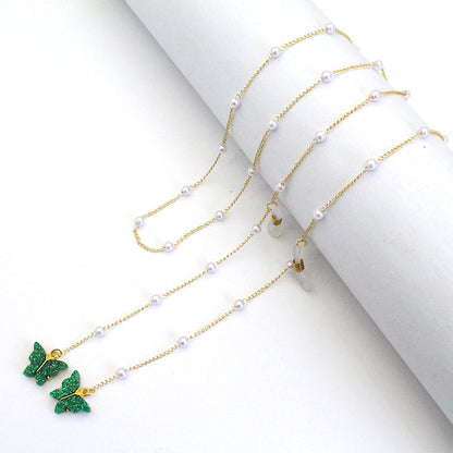 Butterfly-Embellished Eyewear Chain Acalora