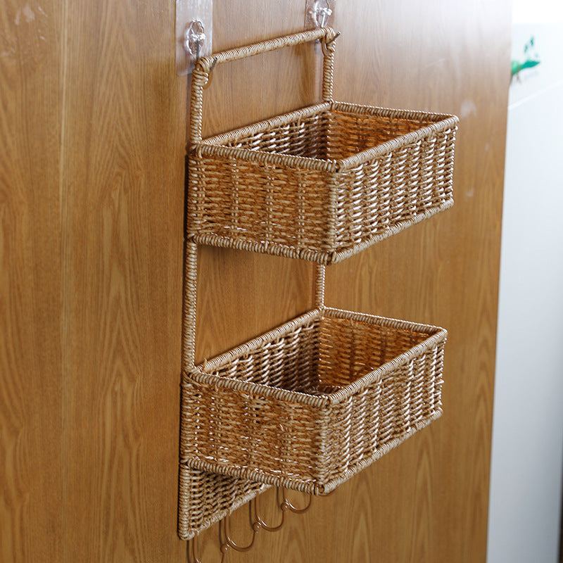 Unisex Wall-mounted Storage Basket with Double Shelf Bowlift