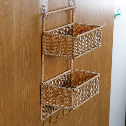Unisex Wall-mounted Storage Basket with Double Shelf Bowlift