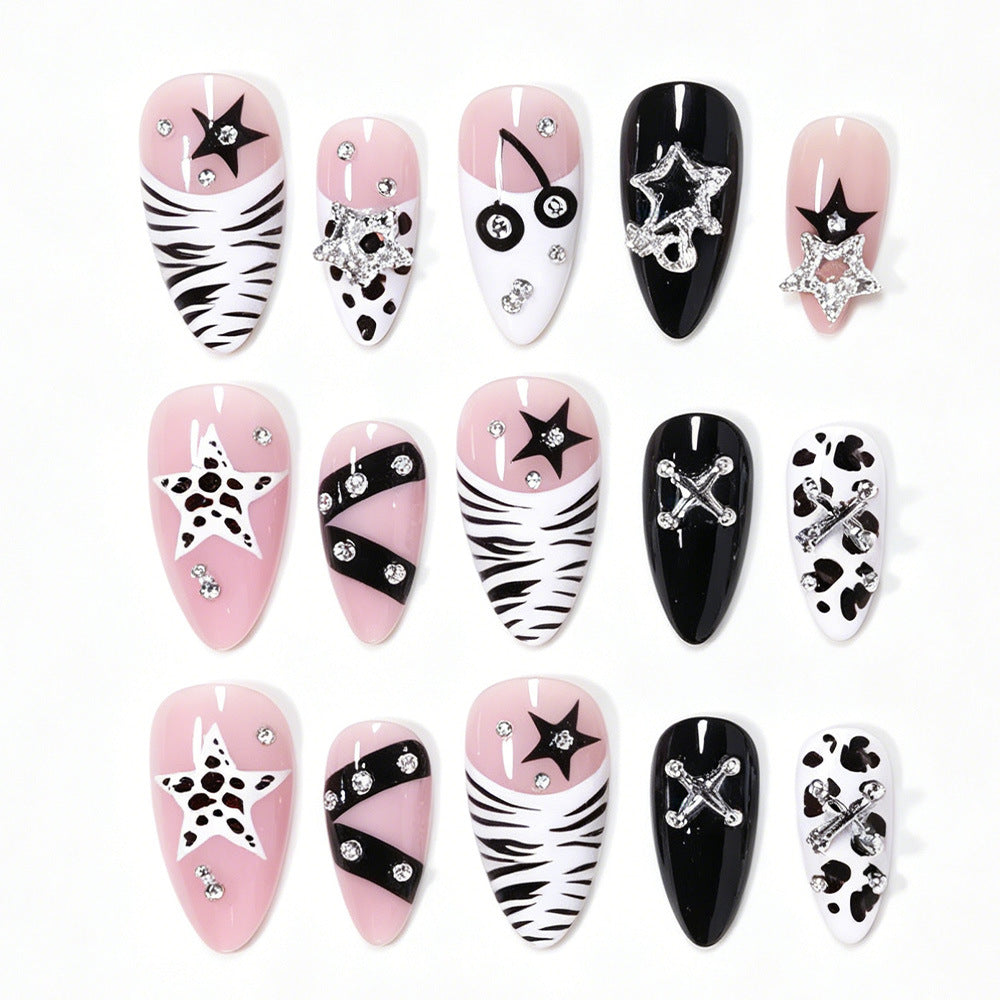 Decorative Press-On Nail Art Tips with Unique Accents Acalora