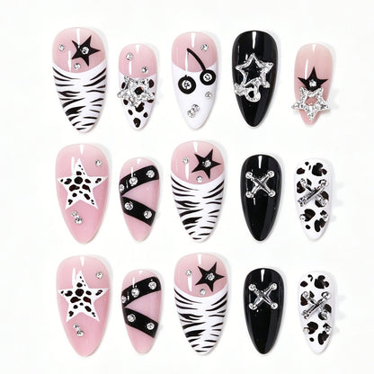 Decorative Press-On Nail Art Tips with Unique Accents Acalora
