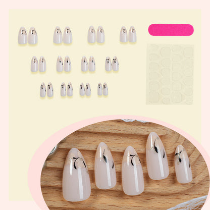 Decorative Press-On Nail Set with Artistic Floral Design Acalora