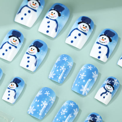 Artificial nails with wintry snowman design Acalora