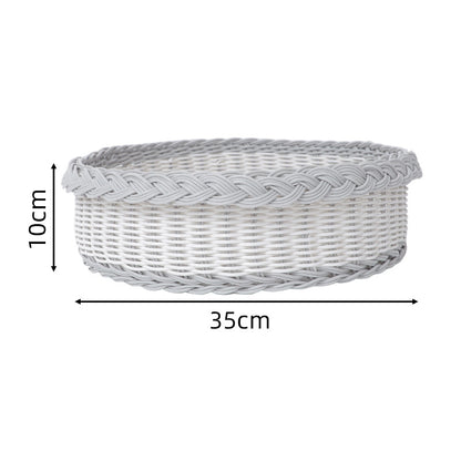 Handwoven storage basket with decorative edge