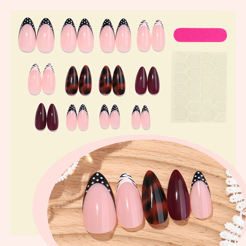 Premium Decorative Press-On Nail Set with Unique Geometric Patterns Acalora