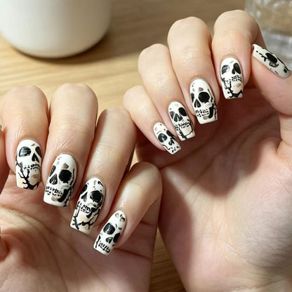 Artistic Skull-Themed Nail Art Acalora
