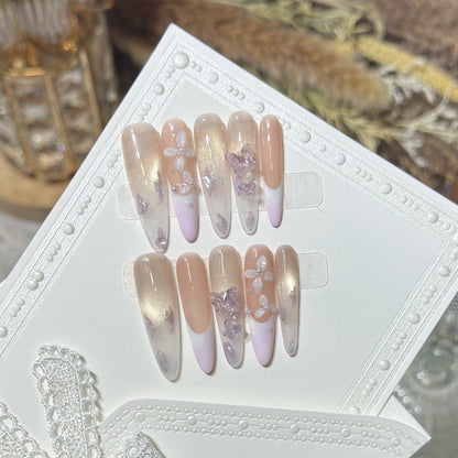 Floral-Inspired Stiletto Press-On Nail Design Acalora