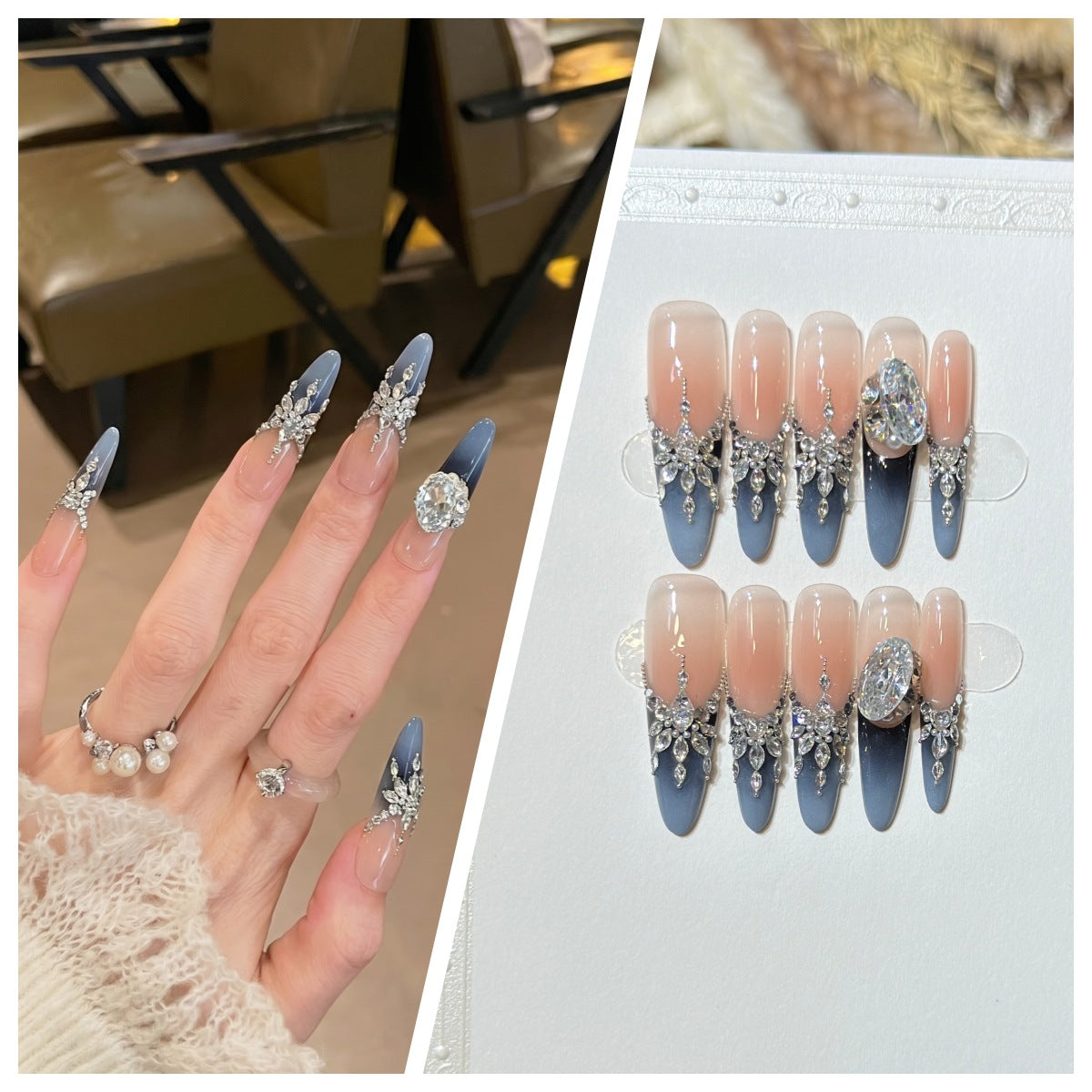 Artistic Stiletto Press-On Nail Set with Charming Patterns Acalora