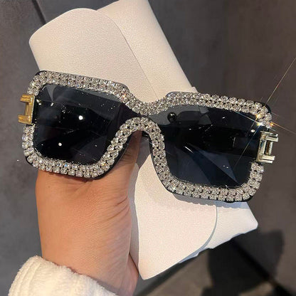 Women's Fashion Oversized Sunglasses with Sparkling Crystal Accents Bowlift
