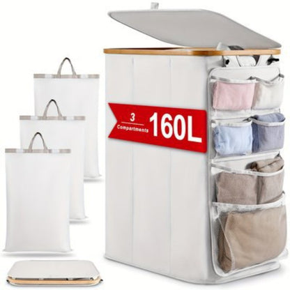 Multifunctional laundry storage box with bamboo lid Acalora