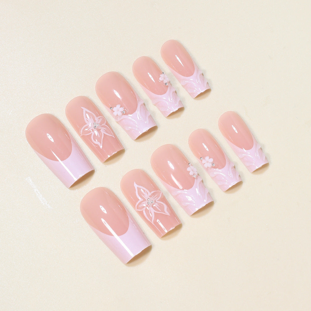 Elegant Floral Press-On Nail Art Acalora