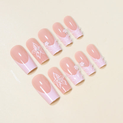 Elegant Floral Press-On Nail Art Acalora