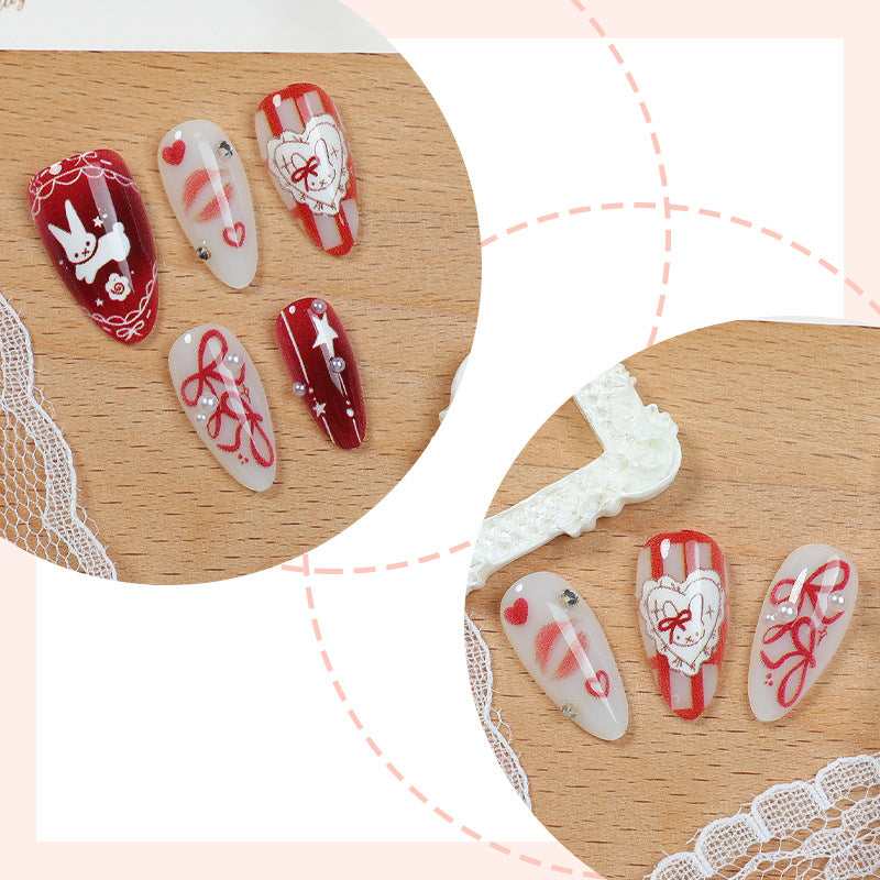 Romantic Themed Press-On Nail Art Set Acalora