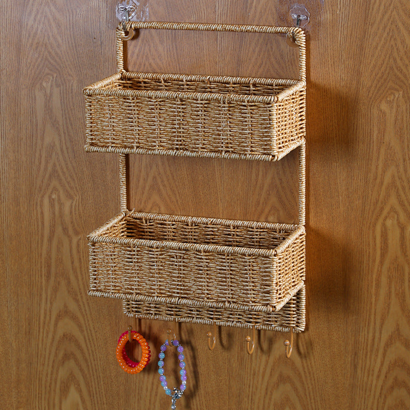 Unisex Wall-mounted Storage Basket with Double Shelf Bowlift