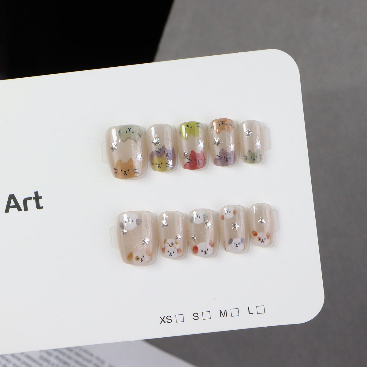 Whimsical Cat-Themed Press-On Nail Set Acalora