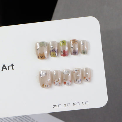 Whimsical Cat-Themed Press-On Nail Set Acalora