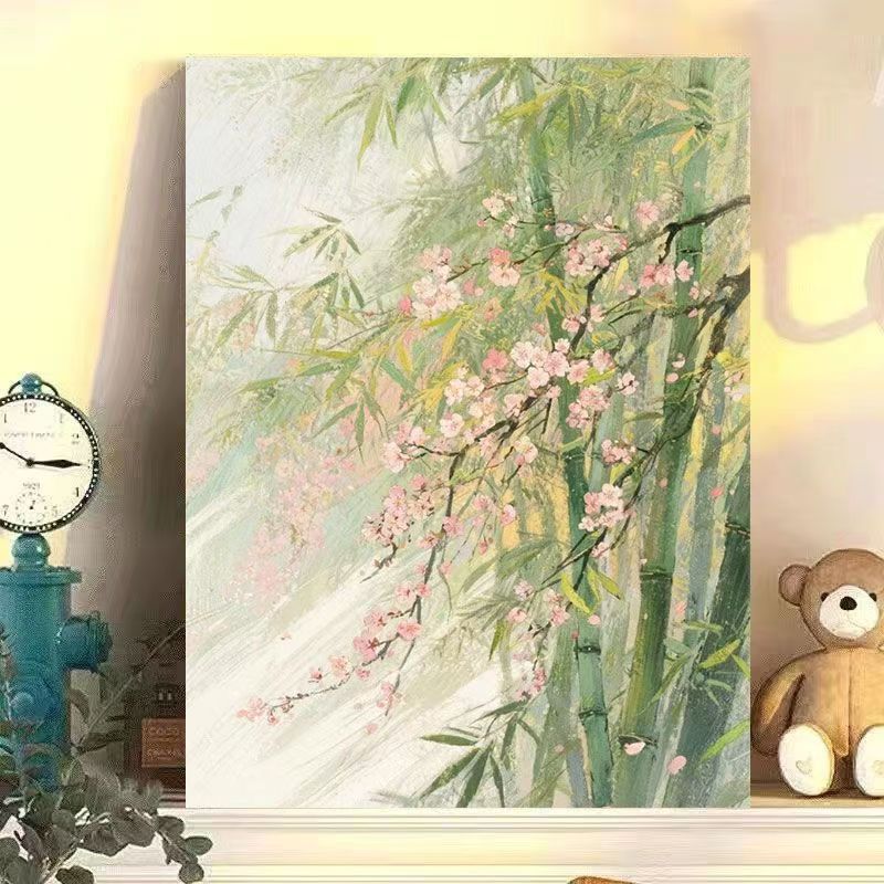 Serene Bamboo and Cherry Blossom Wall Art