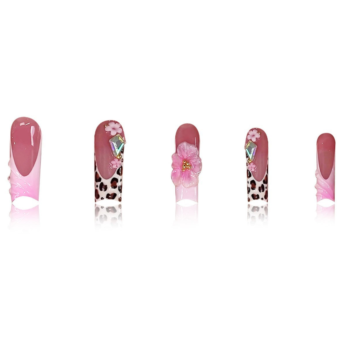 Artistic Floral Accent Press-On Nails Acalora