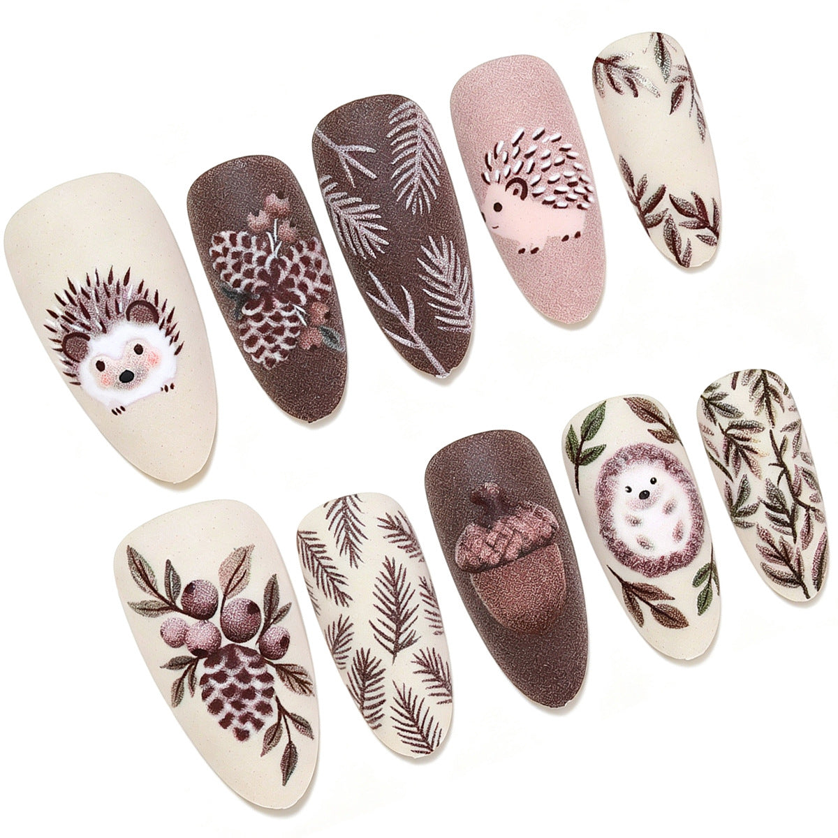 Artistic Handcrafted 3D Hedgehog Nail Art Tips Acalora