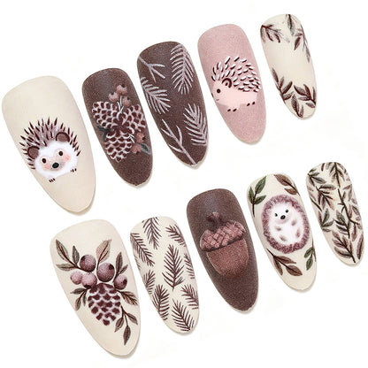 Artistic Handcrafted 3D Hedgehog Nail Art Tips Acalora