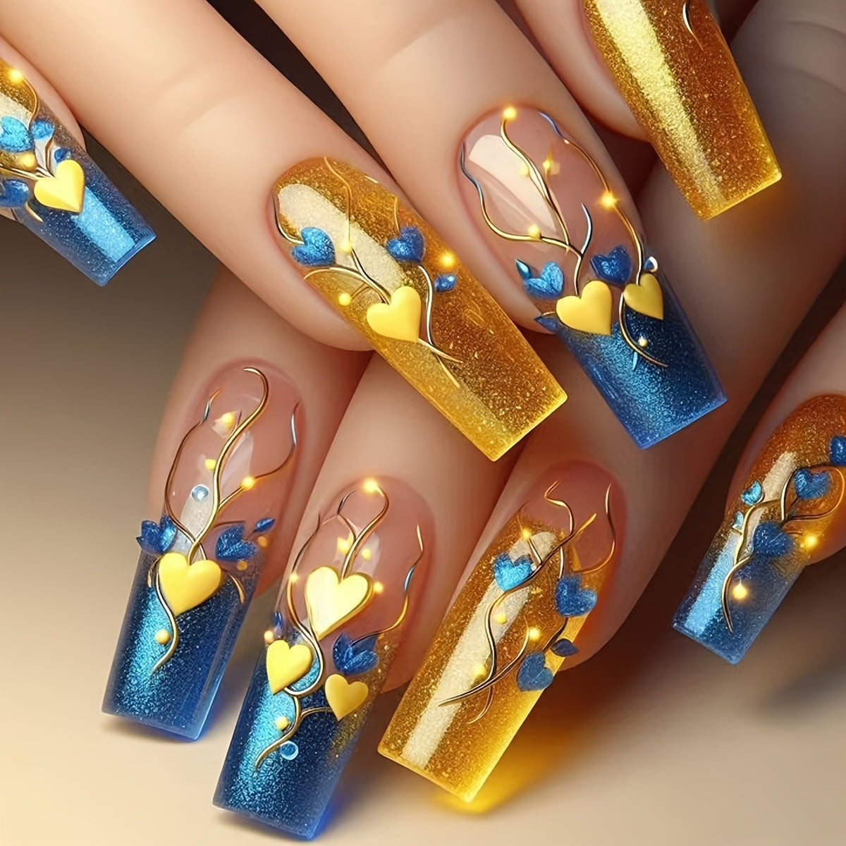 Decorative Heart-Inspired Nail Art Acalora