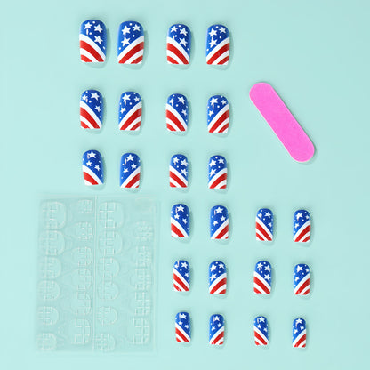 Artificial nails in patriotic stars and stripes design Acalora