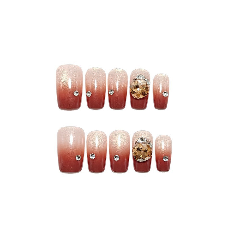 Artificial nail set with glittering rhinestone applications Acalora
