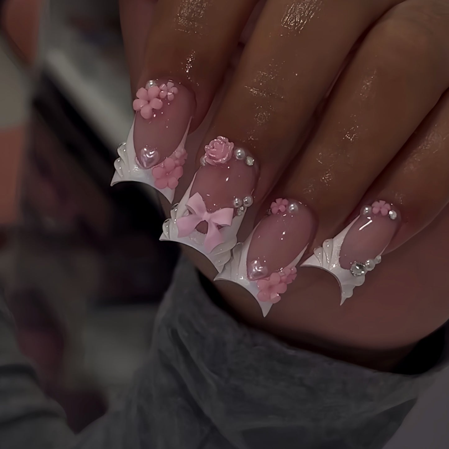 Decorative Floral Nail Art Extensions Acalora