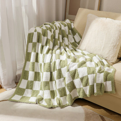 Soft Plush Checkerboard Throw Blanket