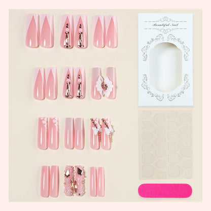 Decorative Artificial Nail Set with Floral and Gem Accents Acalora
