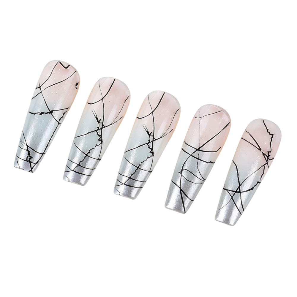 Designer Artificial Nails with Modern Line Style Acalora