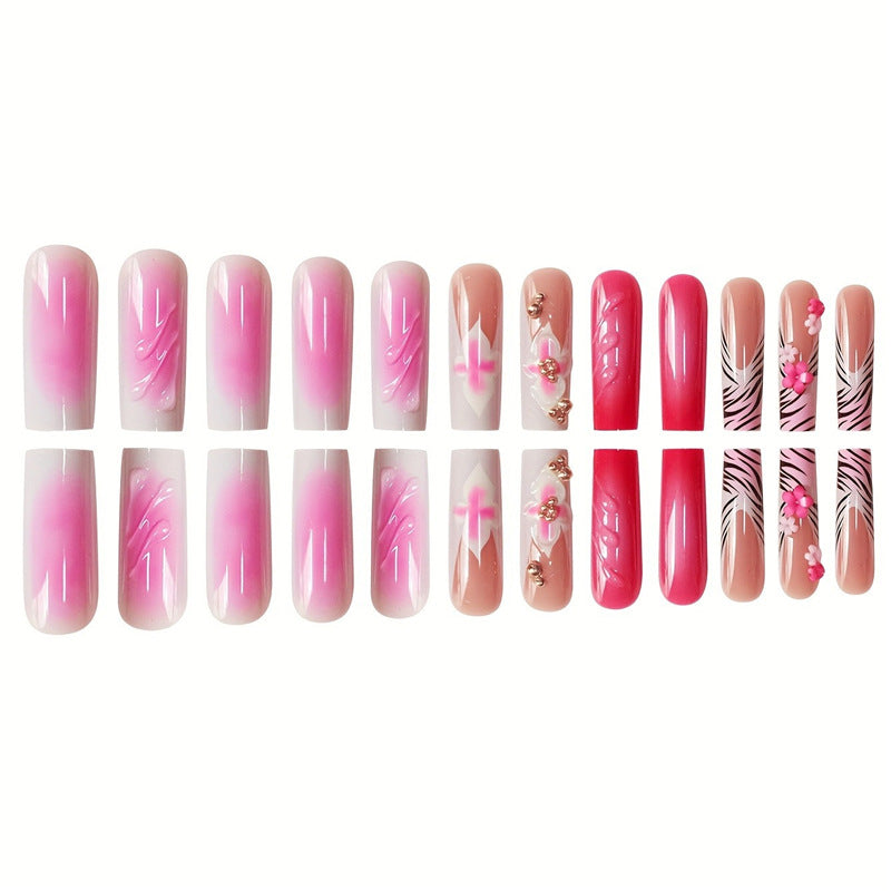 Decorative Floral Press-On Nail Extensions Acalora