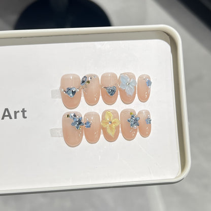 Artistic Floral Press-On Nail Tips Acalora