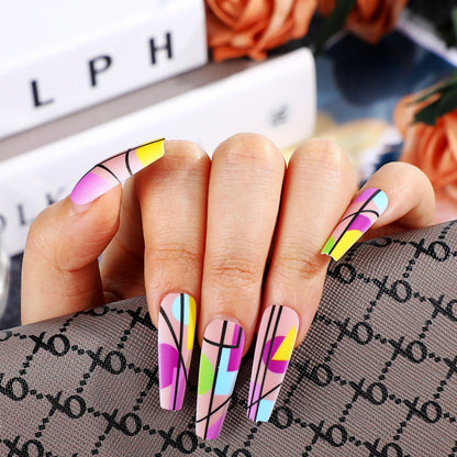 Artificial nails in modern geometric design Acalora