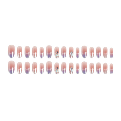 Acrylic nail set with elegant glitter effect and beautified embellishments Acalora
