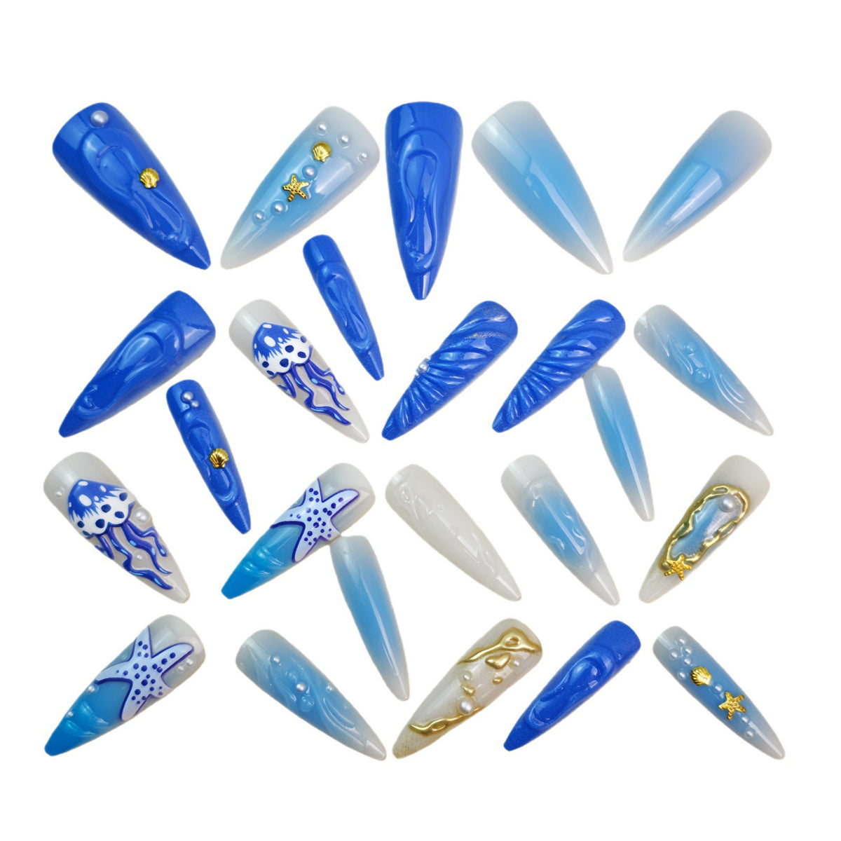 Artificial nails with exotic sea design Acalora