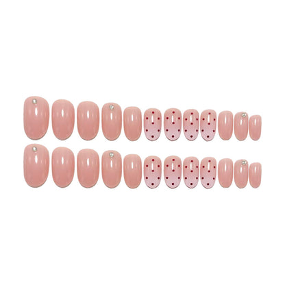 Artificial nails with elegant ombre effect and playful polka dot design Acalora