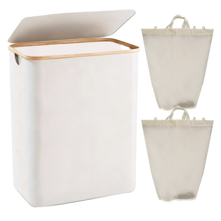Laundry separation system with bamboo lid and multiple compartments Acalora
